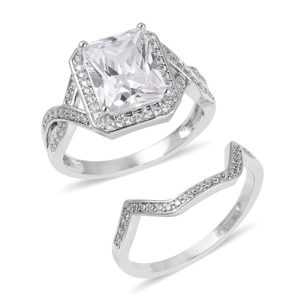 2 Pc Stackable Simulated Diamond Solitaire Ring N… - image 2